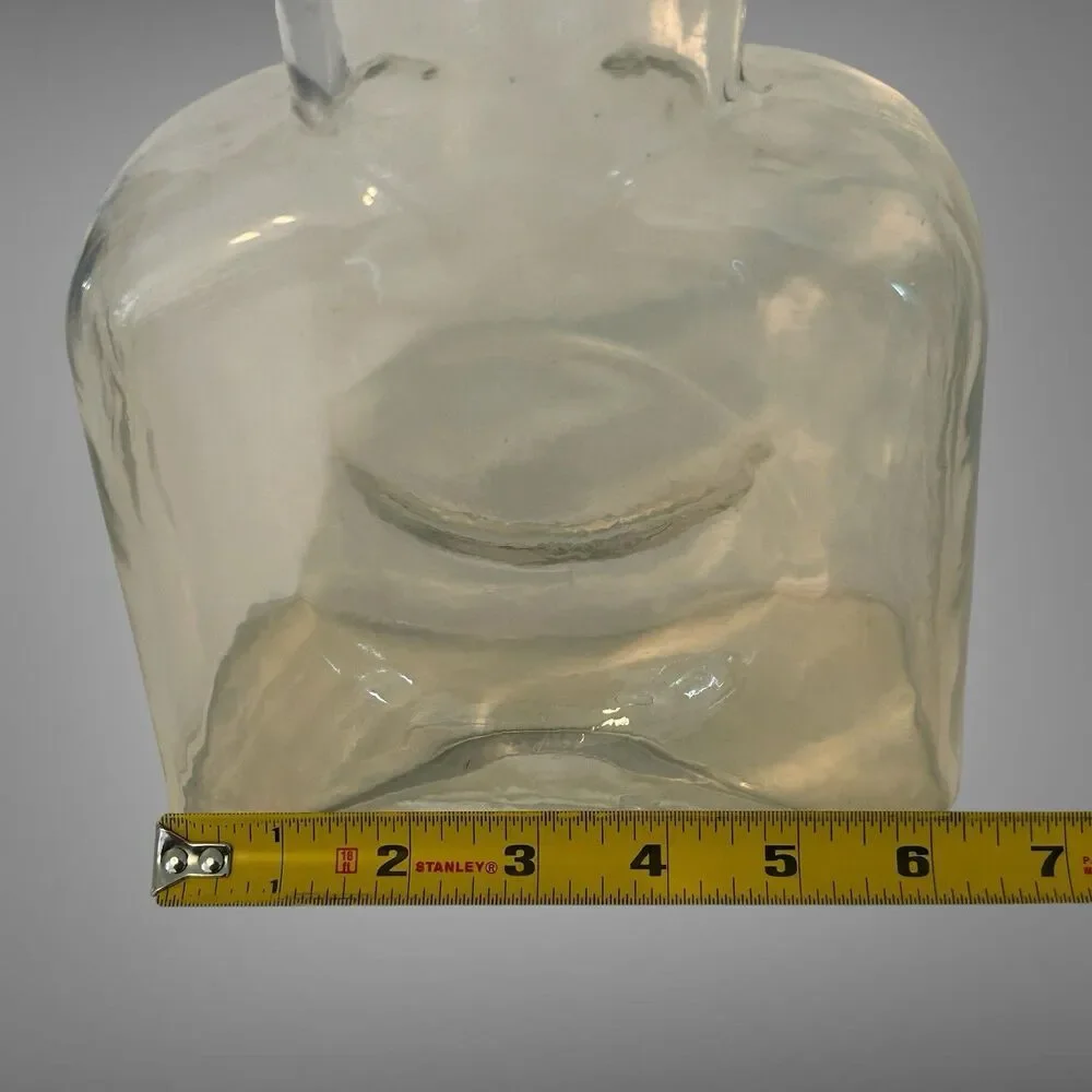 Vintage Blenko Clear Art Glass 8” Double Spout Pitcher Water Carafe Bottle